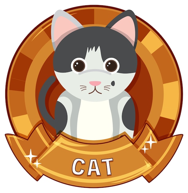 Free vector cute cat cartoon badge