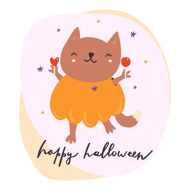 Cute cat happy halloween