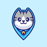 Free vector cute cat head navigation logo cartoon vector icon illustration animal object icon isolated flat