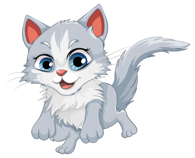 Cute Cat in Jumping Pose Vector