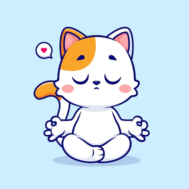 Free vector cute cat meditation yoga cartoon vector icon illustration animal sport icon concept isolated flat