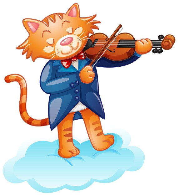 A cute cat playing violin