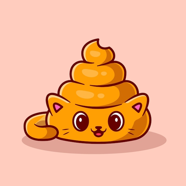 Free Vector cute cat poop cartoon icon illustration.