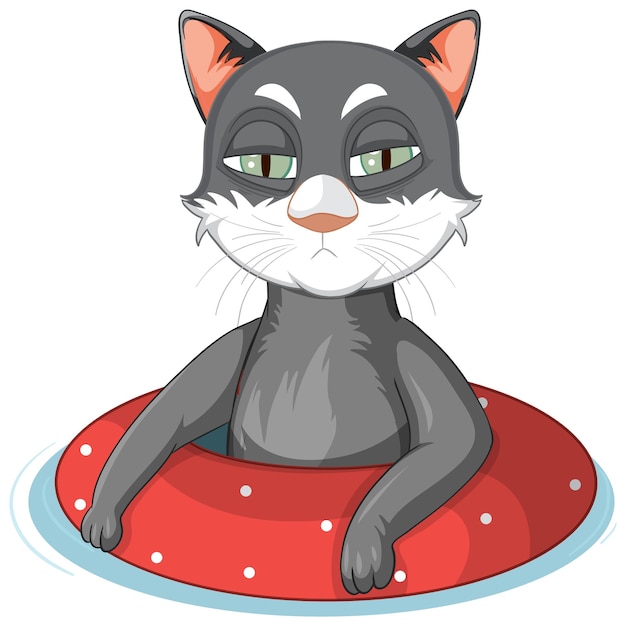 Free Vector cute cat in rubber ring