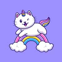 Free vector cute cat unicorn flying cartoon illustration. animal wildlife icon concept