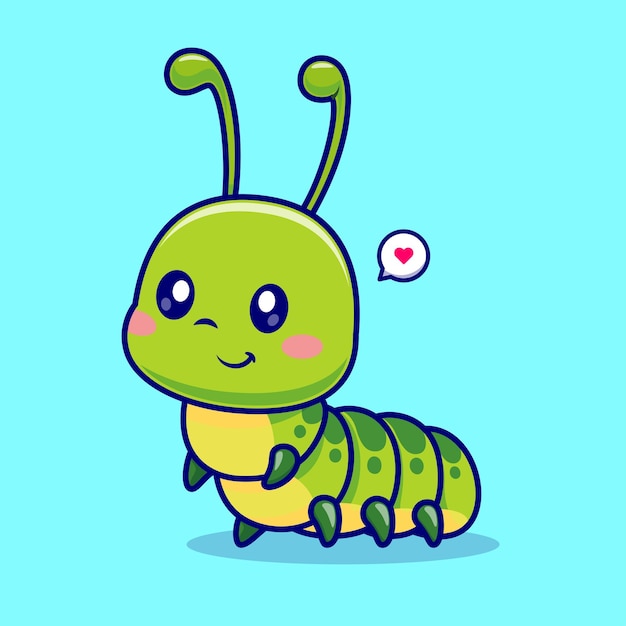 Cute Caterpillar Standing Cartoon Vector Icon Illustration Animal Nature Icon Concept Isolated Flat