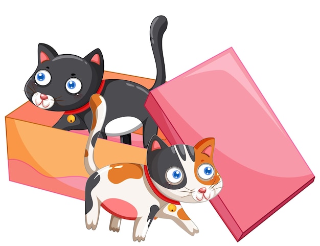 Free Vector cute cats in the cardboard box