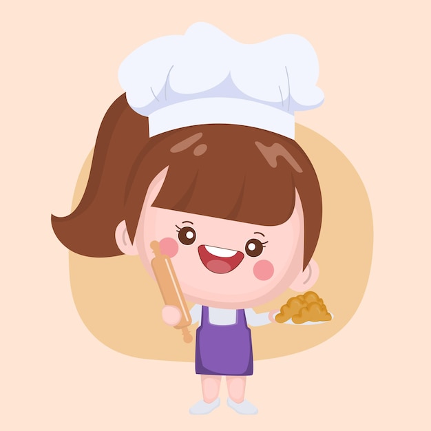 Cute chef presenting bakery