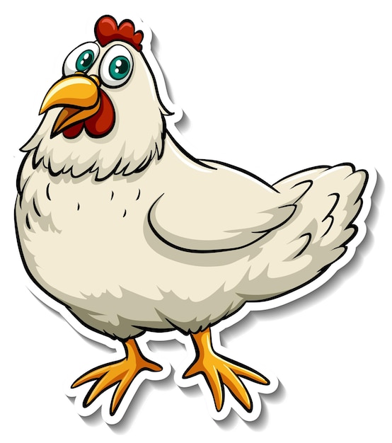 Free Vector a cute chicken cartoon animal sticker