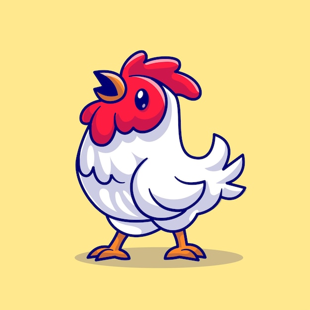 Free vector cute chicken crowing cartoon vector icon illustration animal nature icon concept isolated flat