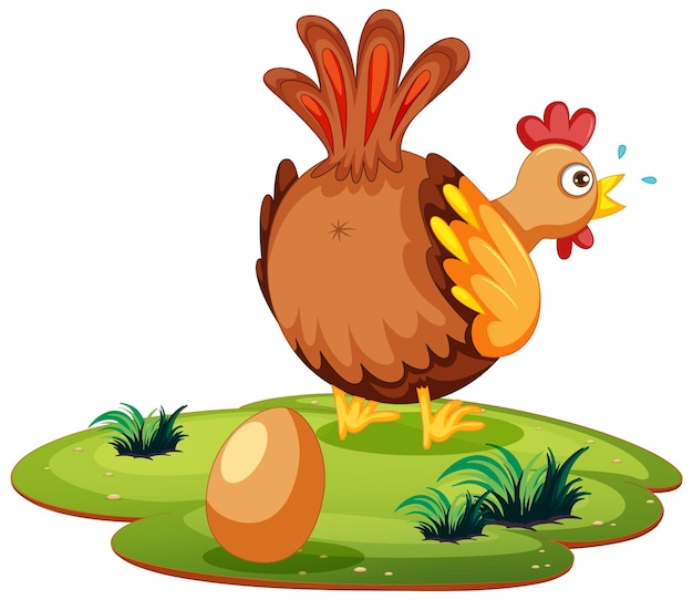 Free Vector cute chicken laying eggs