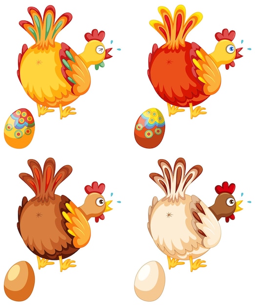 Free Vector cute chicken laying eggs