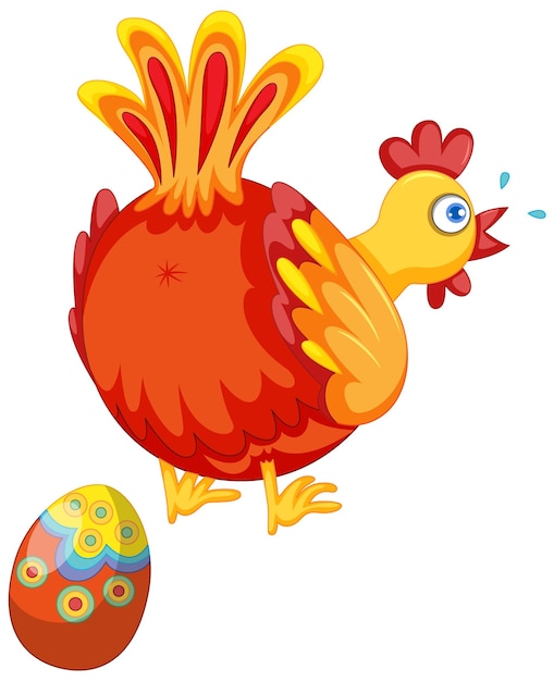 Free Vector cute chicken laying eggs