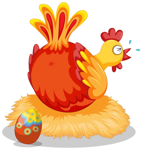 Free Vector cute chicken laying eggs