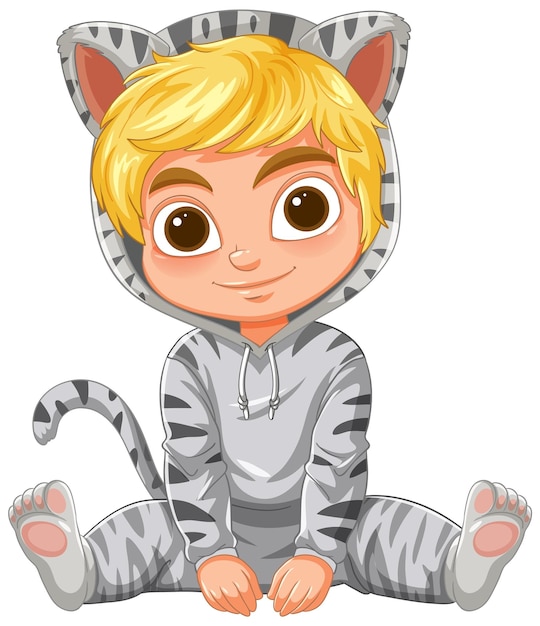 Free Vector cute child in tiger costume illustration