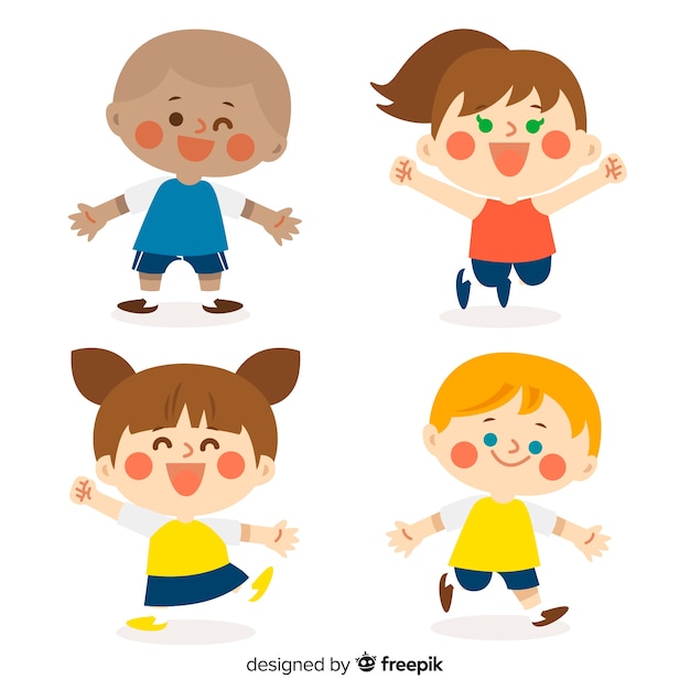 Cute children character collection in flat design