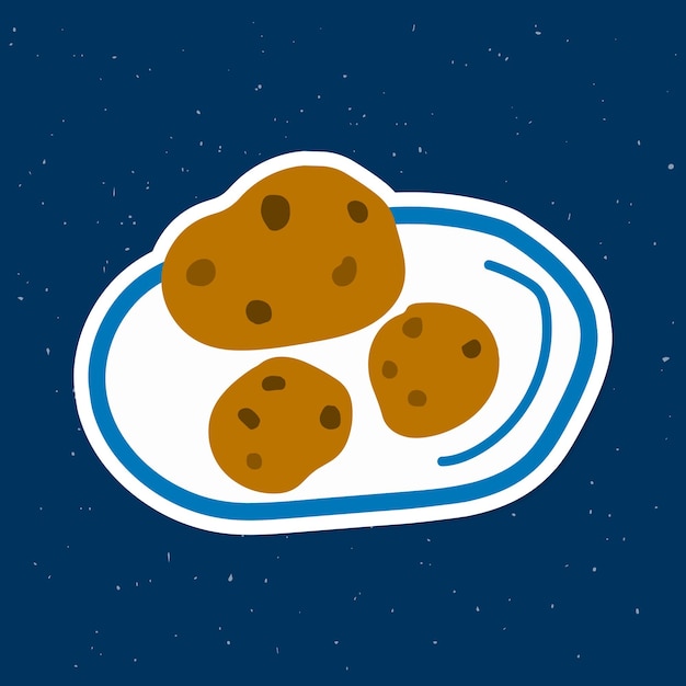 Free vector cute chocolate chip cookies doodle sticker with a white border vector