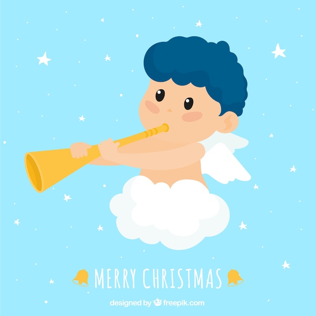 Cute christmas angel playing music