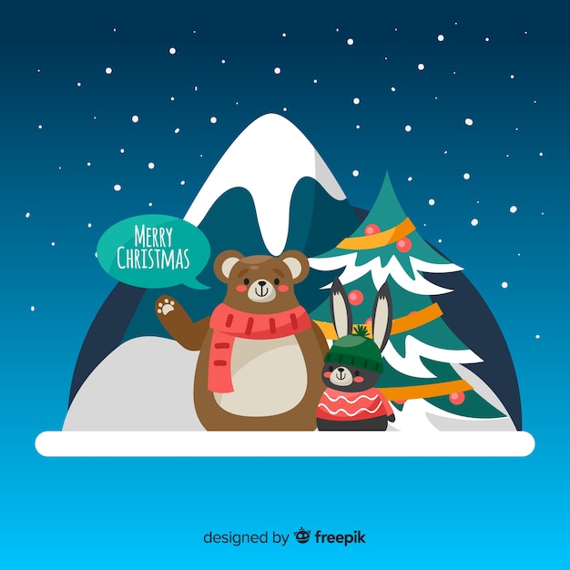 Free Vector cute christmas animals background