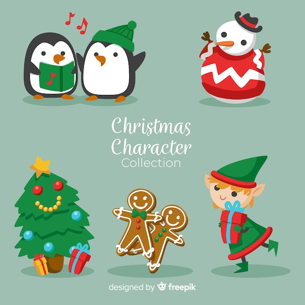 Free Vector cute christmas characters collection