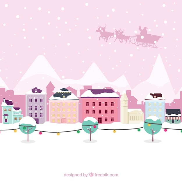 Free Vector cute christmas city background