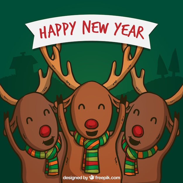 Free Vector cute christmas reindeers background