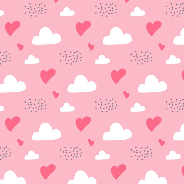 Free Vector cute cloud seamless pattern with love element