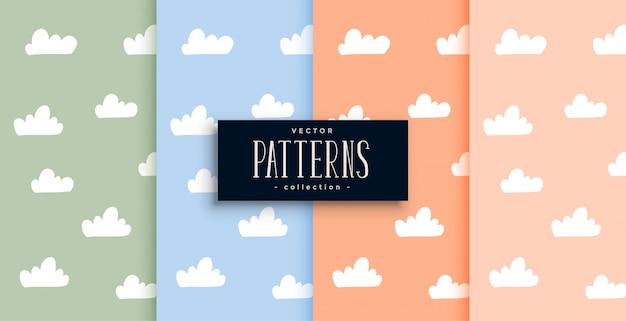 Cute clouds pattern set in pastel colors