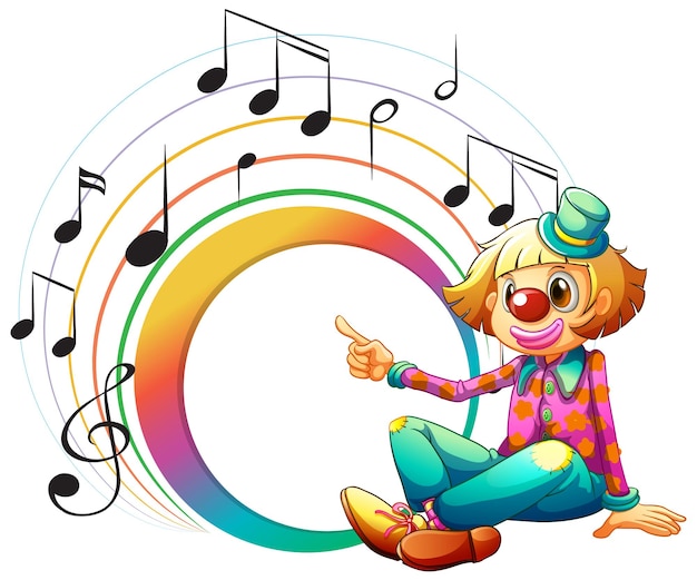 Cute clown with blank music note template