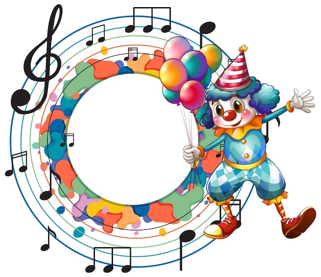 Free Vector cute clown with blank music note template