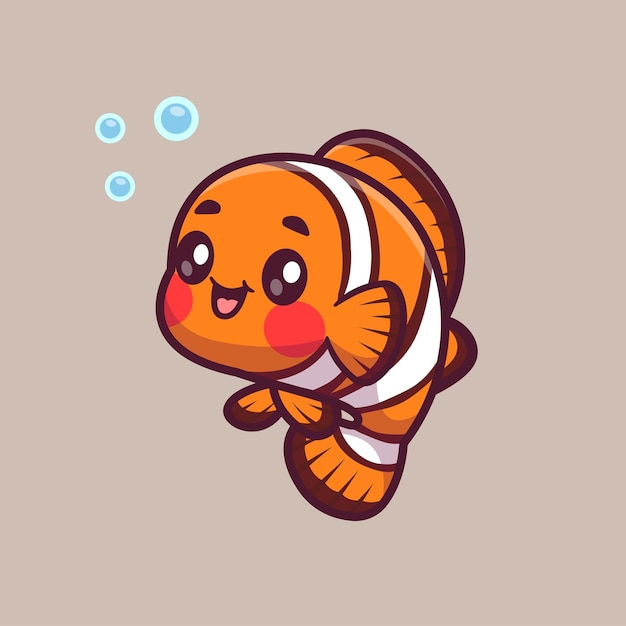 Free Vector cute clownfish swimming cartoon vector icon illustration animal nature icon isolated flat vector