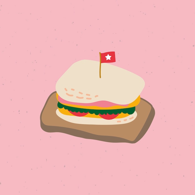 Free Vector cute club sandwich doodle sticker vector