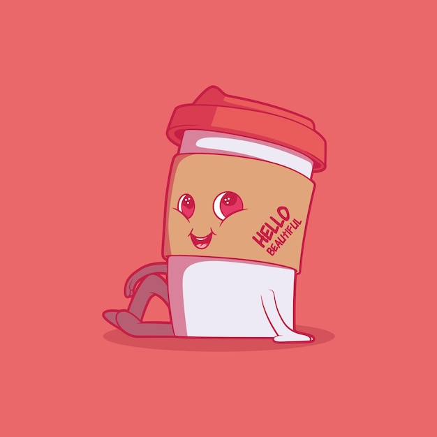 Free vector cute coffee cup character vector illustration drink funny motivation design concept