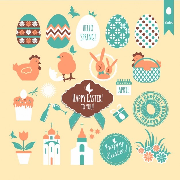 Free Vector cute collection of easter badges