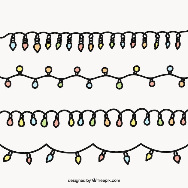 Free Vector cute collection of hand drawn christmas lights