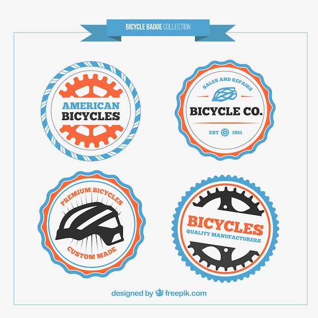 Free Vector cute colored rounded bike badges