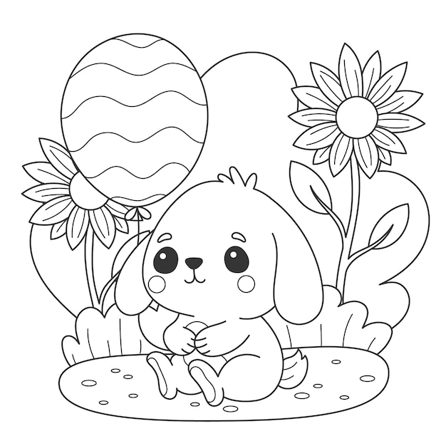 Free vector cute coloring book with bunny