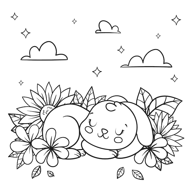 Free Vector cute coloring book with bunny