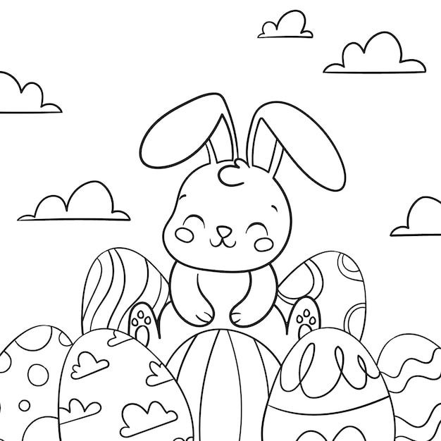 Free Vector cute coloring book with bunny