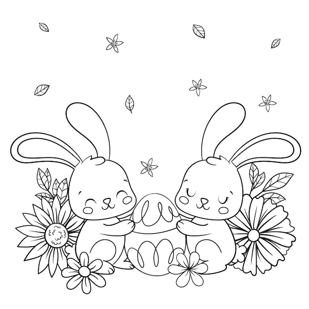 Free vector cute coloring book with bunny