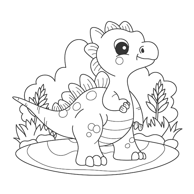 Cute coloring book with dinosaur