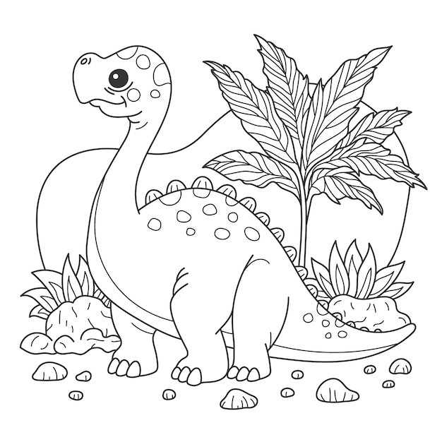 Free vector cute coloring book with dinosaur