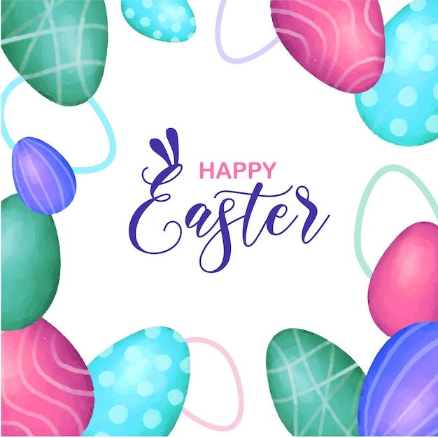 Cute Colourful Easter Sale Poster Banner with Eggs Free Vector