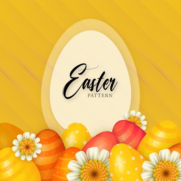 Cute Colourful Happy Easter Sale Poster Banner Background with Eggs Free Vector