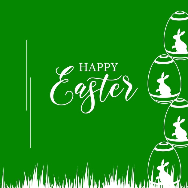 Free Vector cute colourful happy easter sale poster banner green white background with eggs free vector