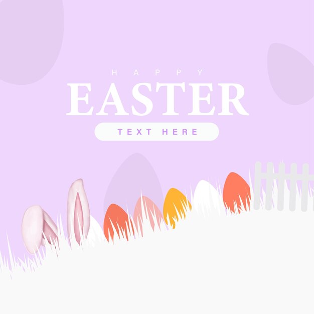 Cute Colourful Happy Easter Sale Poster Banner Light Purple Red Background with Eggs Free Vector