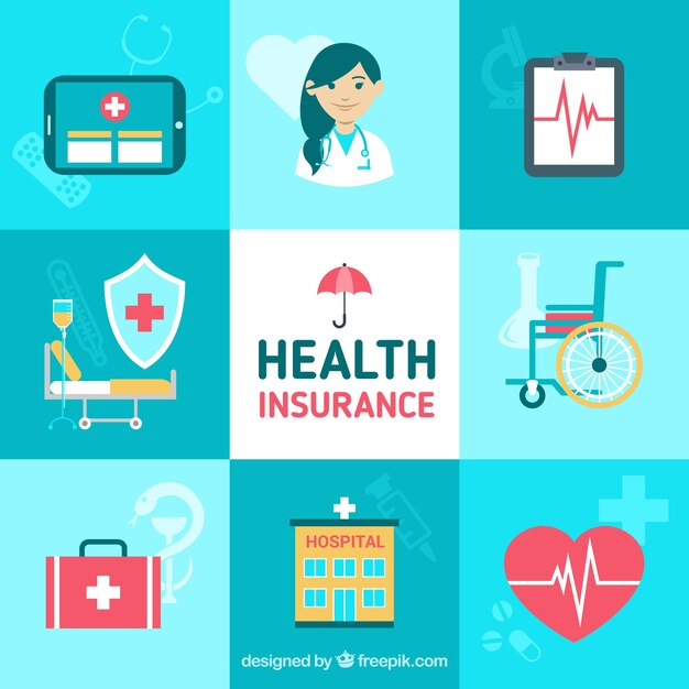 Cute composition with health insurance elements