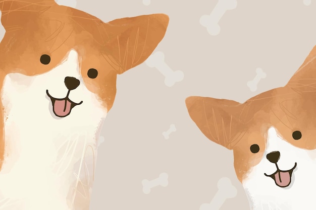 Free Vector cute corgi dog background  hand drawn illustration