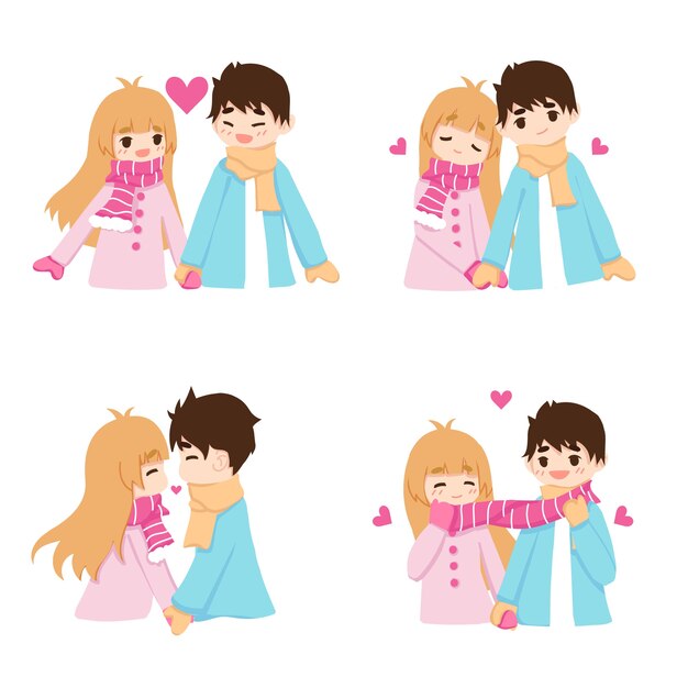 Cute couple playing with scarf