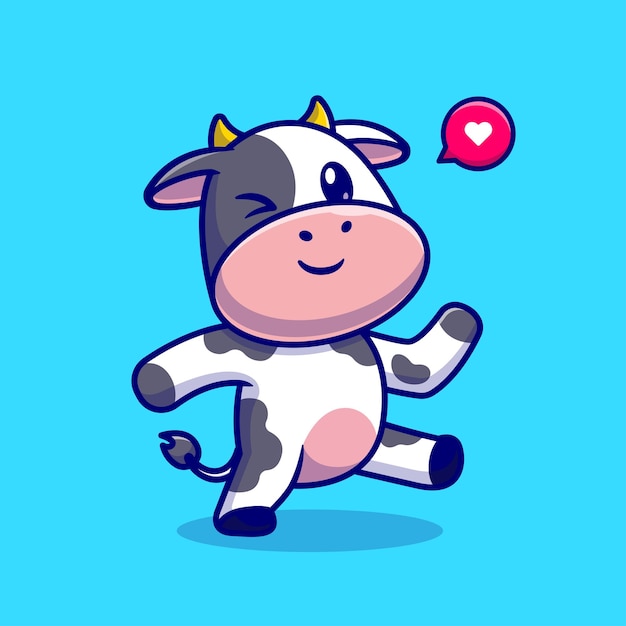 Cute Cow Dancing Cartoon Vector Icon Illustration Animal Nature Icon Concept Isolated Flat Cartoon